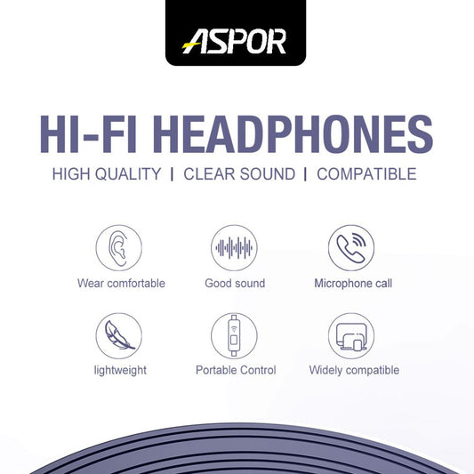 A219 Aspor 3.5mm Earphone/Handfree Universal With High Bass Quality Sound