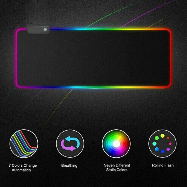 Rgb Gaming Mouse Pad Large (800×300×4mm) Led Mousepad With Non-slip Rubber Base Soft Pad