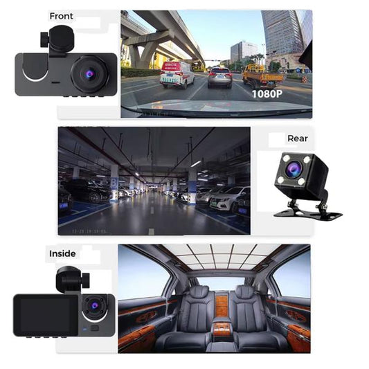 Y15 3-channels Wifi Dash Cam 1080p Hd Night Vision Reverse Camera With Parking Monitor
