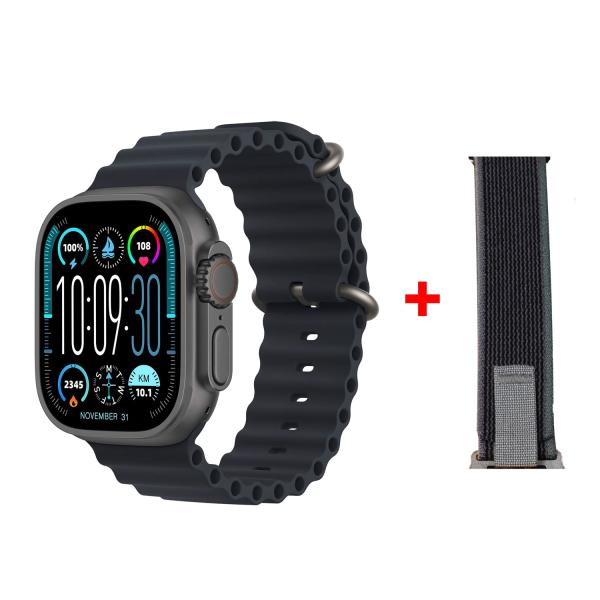 Hk10 Ultra 3 2.02 Amoled Display G-sensor Ai Features With Wearfit Pro App 2 Straps Black