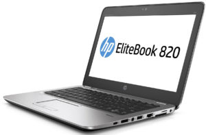 HP EliteBook 820 G3 open display showing 12.5 inch FHD screen
