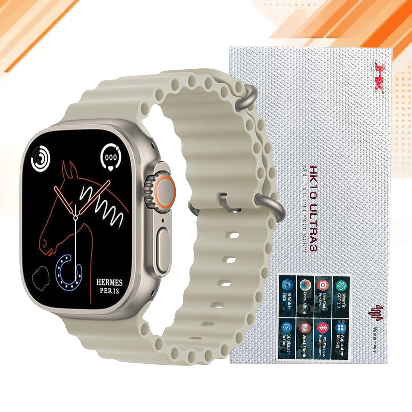 HK10 Ultra 3 AMOLED smartwatch front view