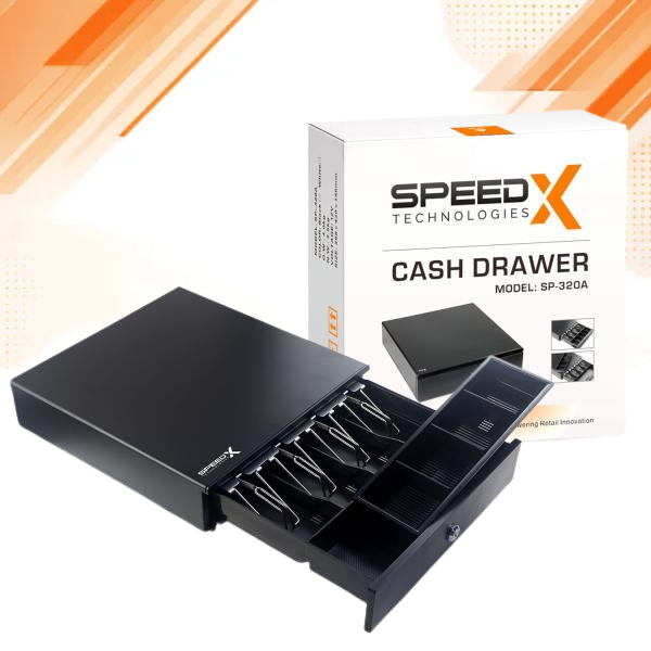 Speed-X SP-320A cash drawer connected to POS system