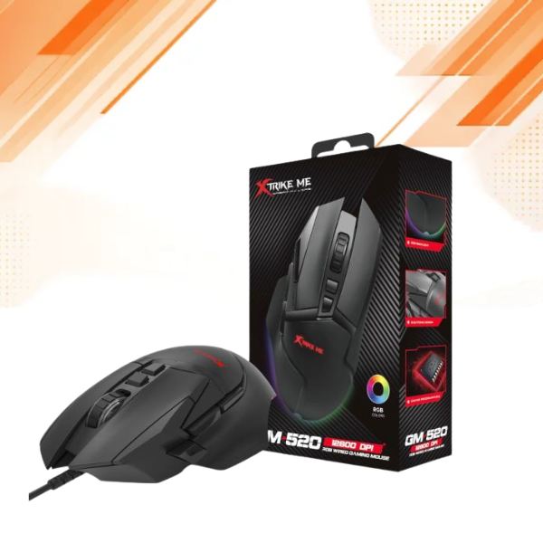 Xtrike Me GM-520 gaming mouse RGB lighting effects with box