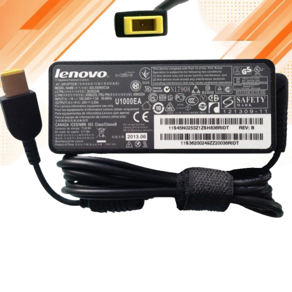 Lenovo 65W square pin laptop charger cable and adapter