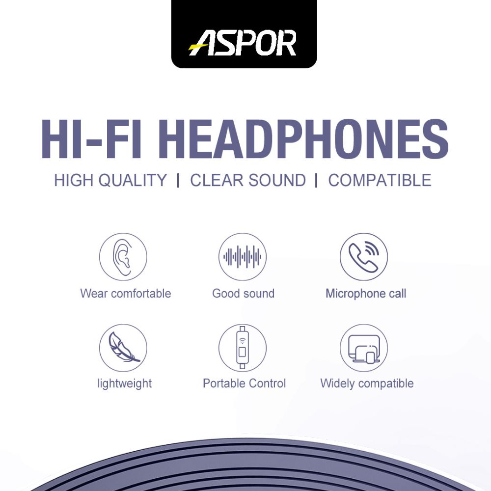 A219 Aspor 3.5mm Earphone/Handfree Universal With High Bass Quality Sound