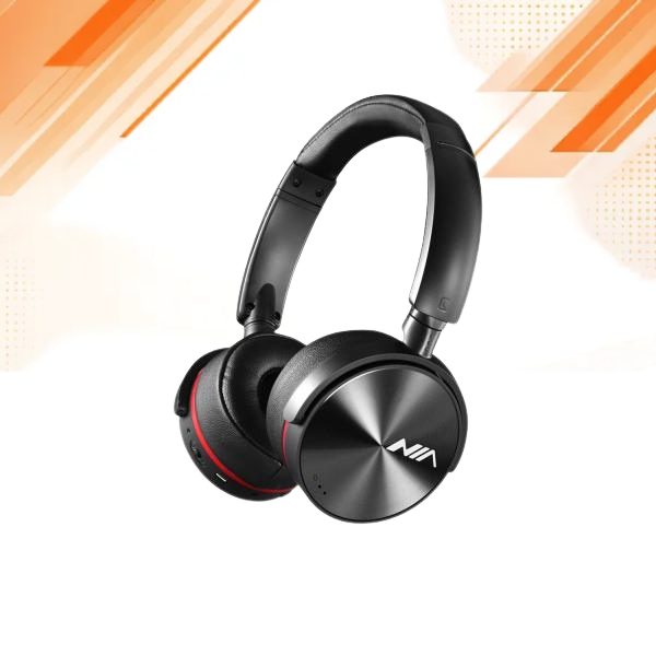 Nia Q6 Bluetooth wireless headphones front view with cushioned ear pads
