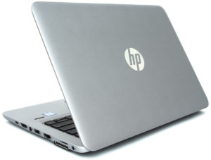 HP EliteBook 820 G3 laptop closed lid back view, showing logo